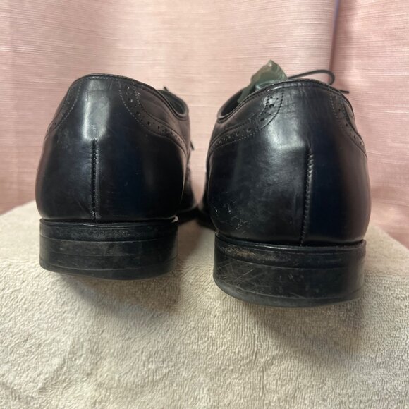 Johnson & Murphy Men Black Leather Oxford Wingtip Dress Shoes Size 10 D USA Made - Picture 13 of 16